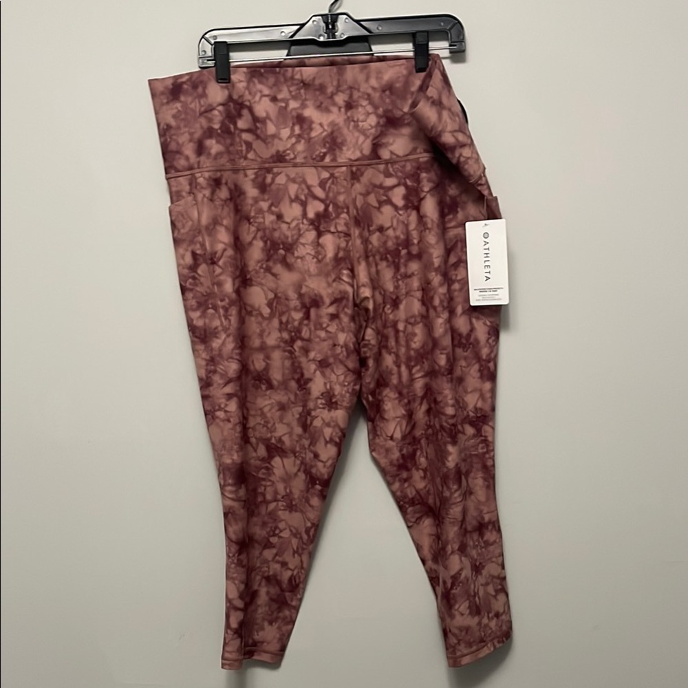 Athleta Maroon Tie-Dye Leggings